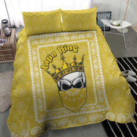 Yellow paisley bedding set with king crown graphic center design and two pillowcases