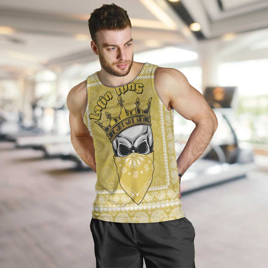 Latin King Men Tank Top Paisley Pattern Yellow