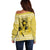 Latin King Off Shoulder Sweater Paisley Pattern Yellow