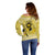 Latin King Off Shoulder Sweater Paisley Pattern Yellow