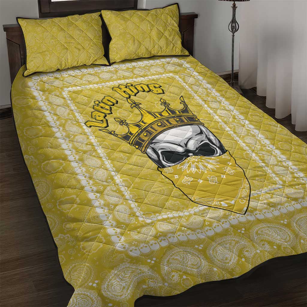 Latin King Quilt Bed Set Paisley Pattern Yellow - Wonder Print Shop