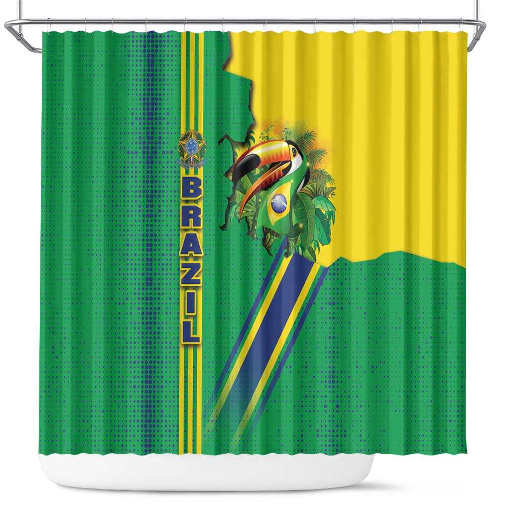 Brazil Flag Emblem Shower Curtain Toco Toucan In My Heart