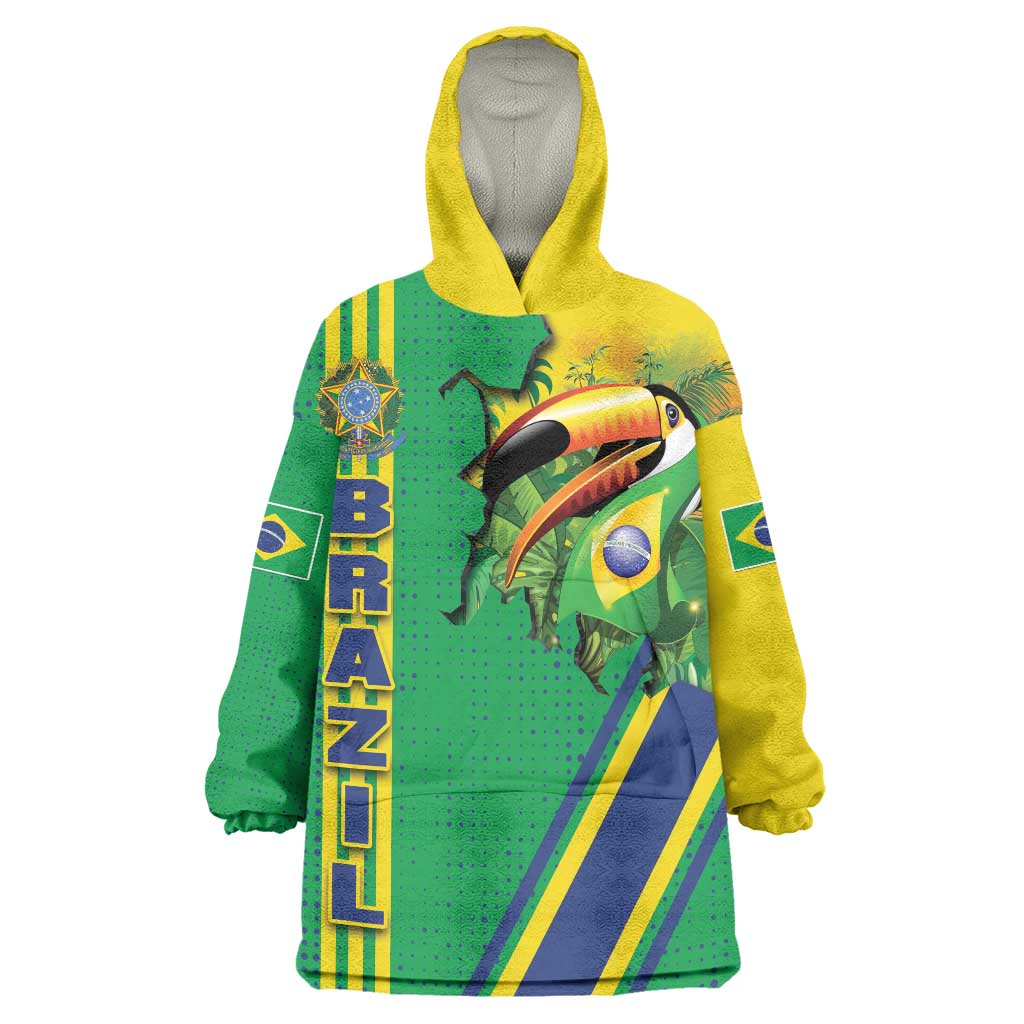 Brazil Flag Emblem Wearable Blanket Hoodie Toco Toucan In My Heart