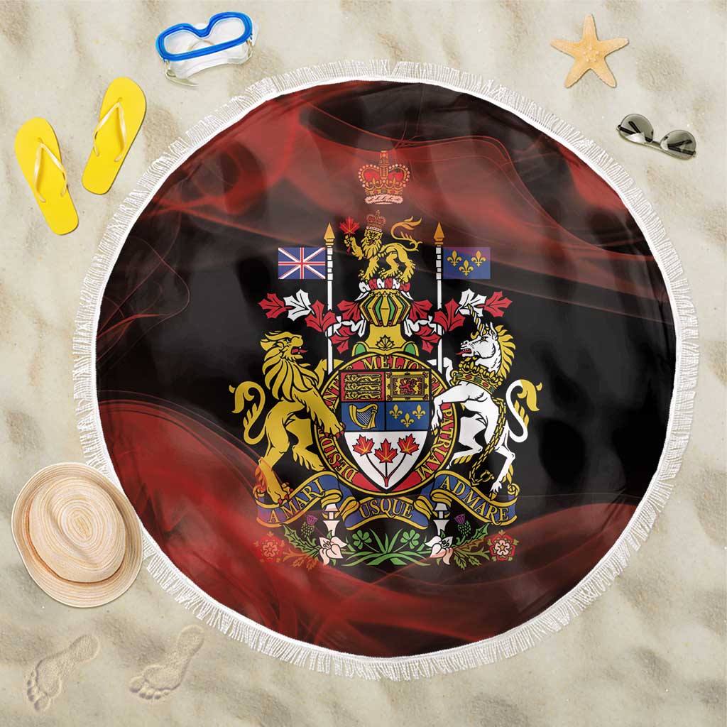 Canada Flag Coat of Arms Beach Blanket Light Wave Abstract Style