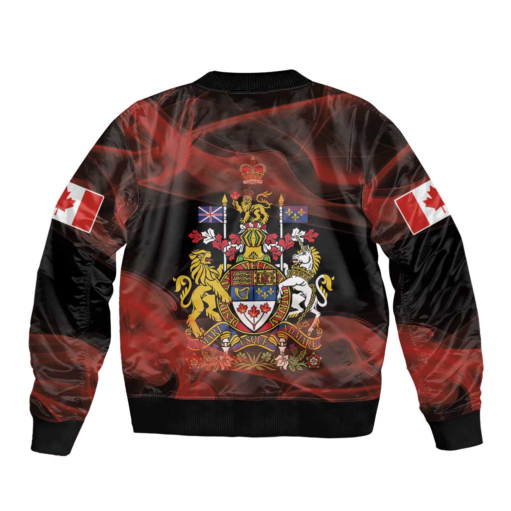 Canada Flag Coat of Arms Bomber Jacket Light Wave Abstract Style