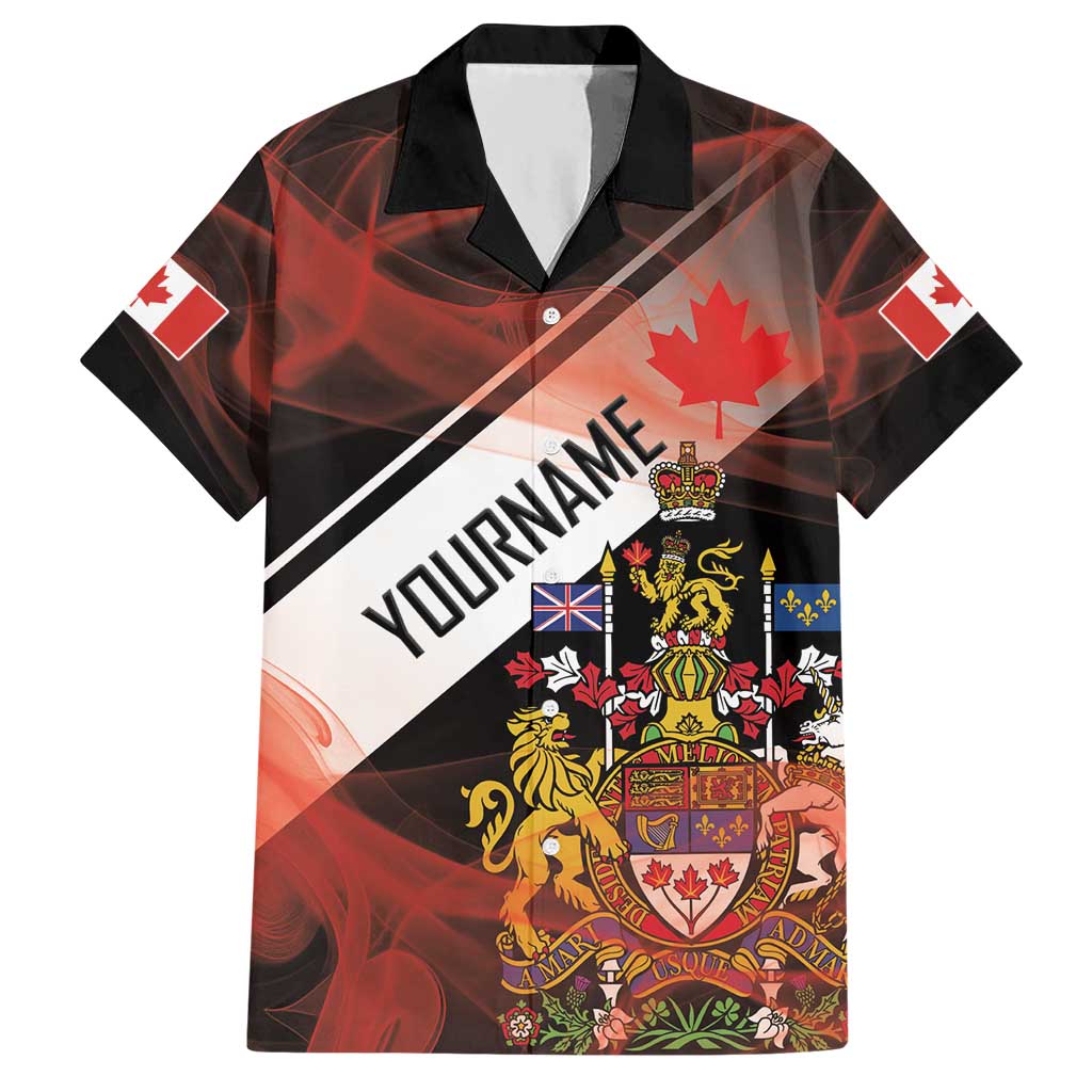 Canada Flag Coat of Arms Hawaiian Shirt Light Wave Abstract Style