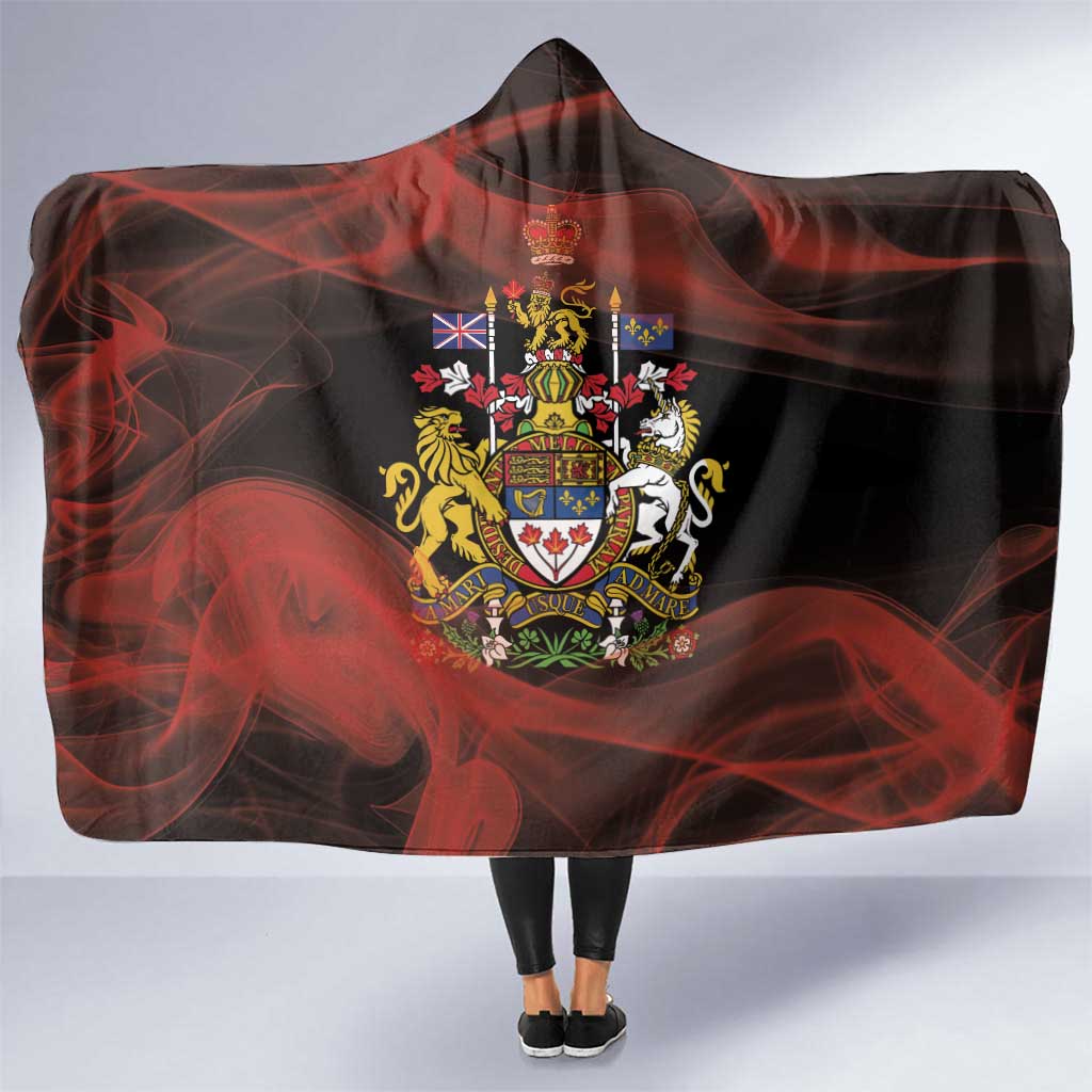 Canada Flag Coat of Arms Hooded Blanket Light Wave Abstract Style