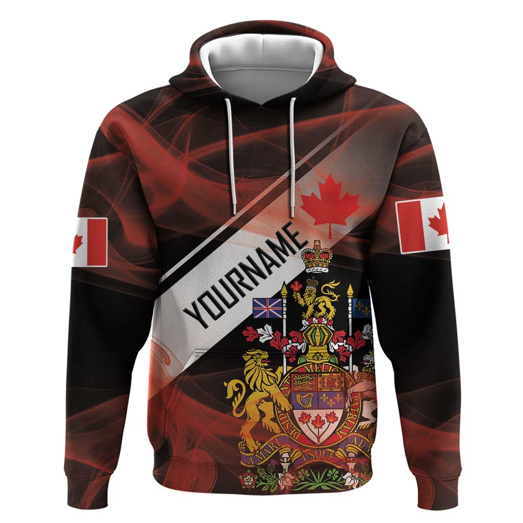 Canada Flag Coat of Arms Hoodie Light Wave Abstract Style