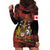 Canada Flag Coat of Arms Hoodie Dress Light Wave Abstract Style