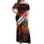 Canada Flag Coat of Arms Off Shoulder Maxi Dress Light Wave Abstract Style