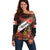 Canada Flag Coat of Arms Off Shoulder Sweater Light Wave Abstract Style