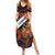 Canada Flag Coat of Arms Summer Maxi Dress Light Wave Abstract Style