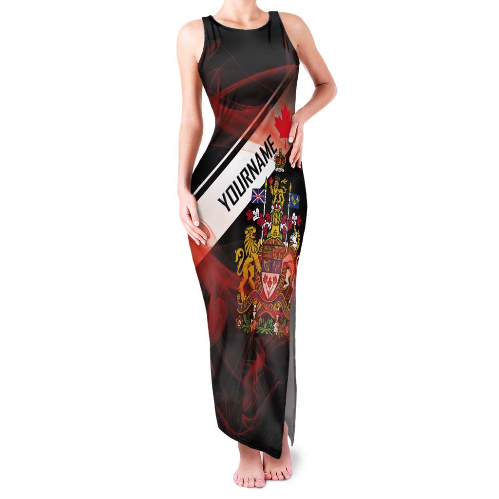 Canada Flag Coat of Arms Tank Maxi Dress Light Wave Abstract Style