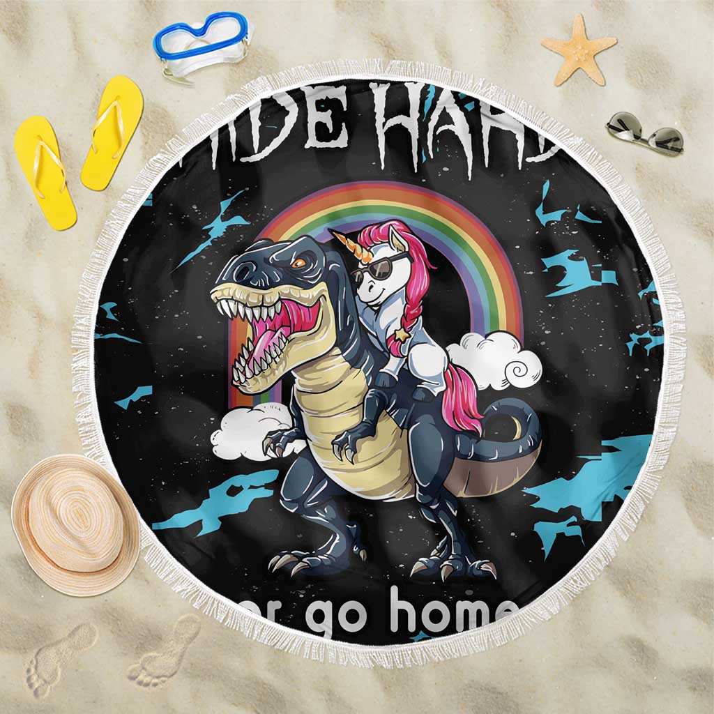 Christmas Dinosaur Unicorn Beach Blanket Ride Hard or Go Home - Wonder Print Shop