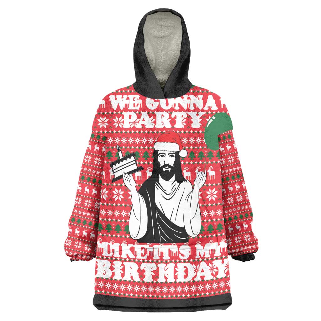 Christian Party Wearable Blanket Hoodie God Christmas It's My Birthday