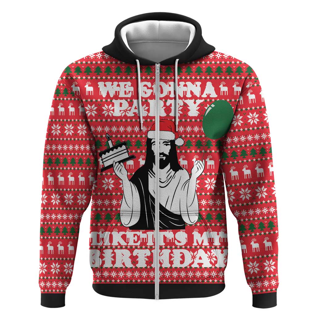 Christian Party Zip Hoodie God Christmas It's My Birthday - Wonder Print Shop