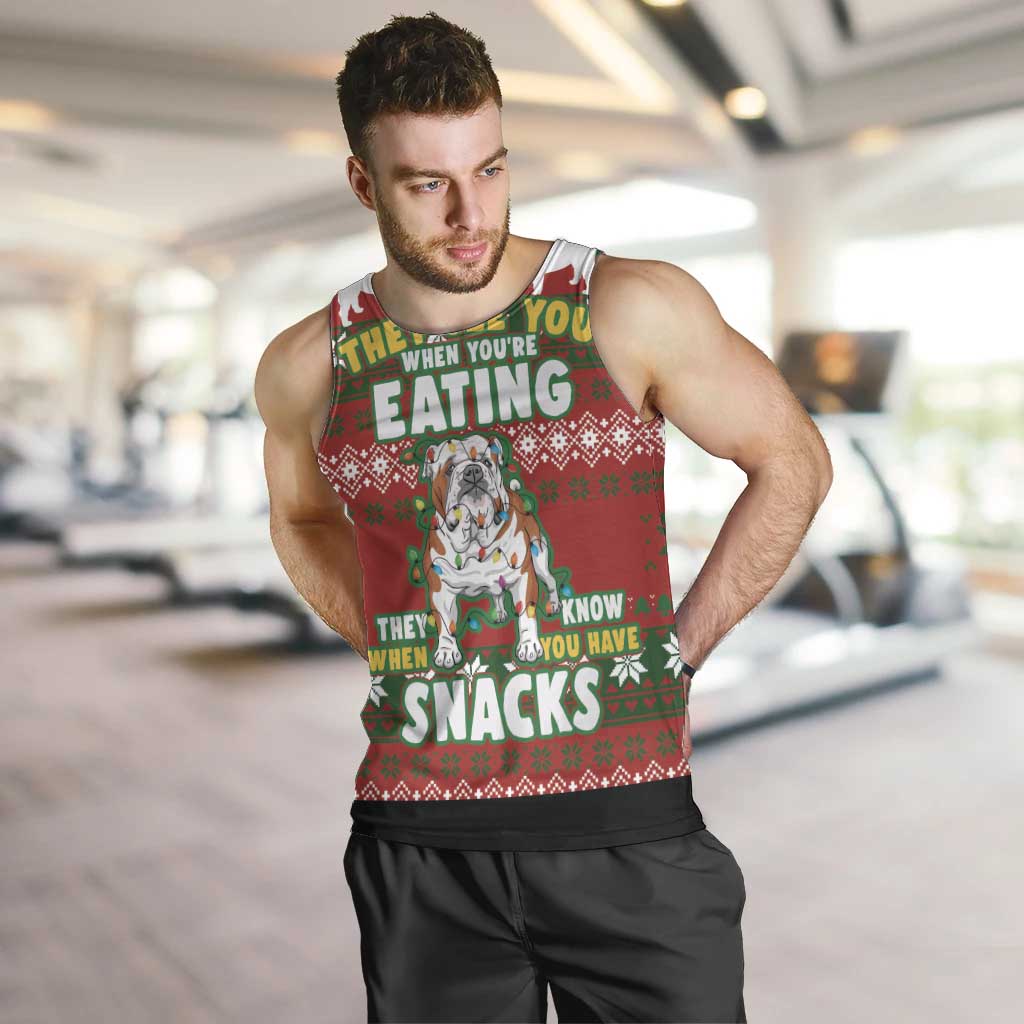 Bulldog Snacks Christmas Men Tank Top They Know You Have Snacks - Wonder Print Shop