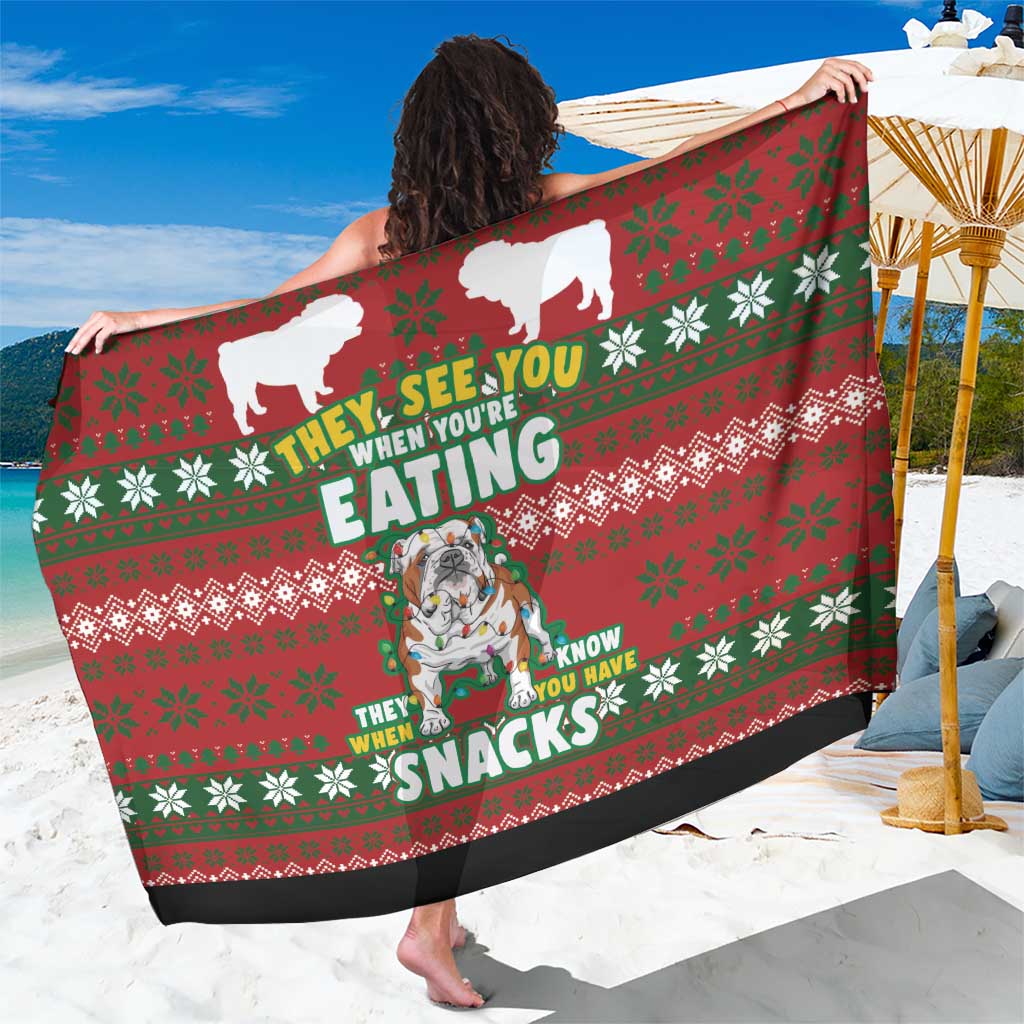 Bulldog Snacks Christmas Sarong They Know You Have Snacks