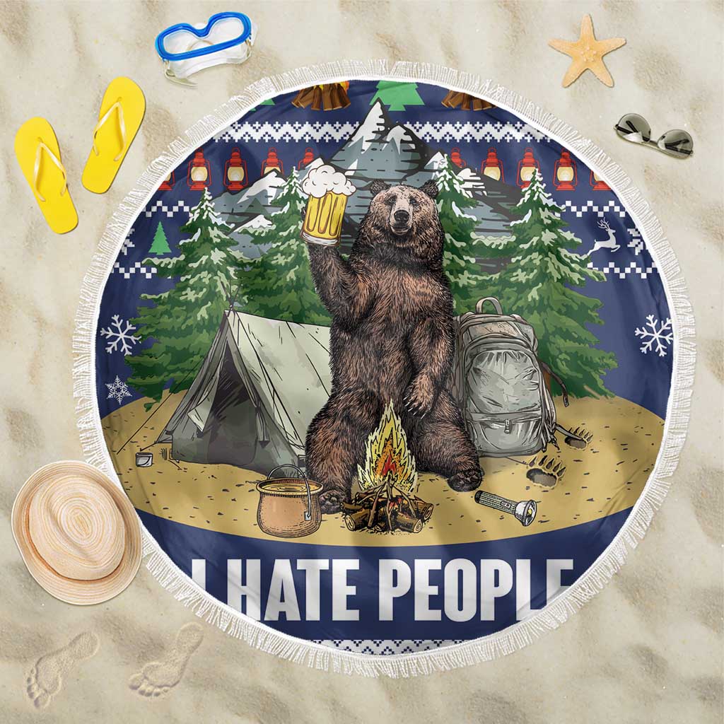 Bear Christmas Beach Blanket Camping I Hate People - Wonder Print Shop