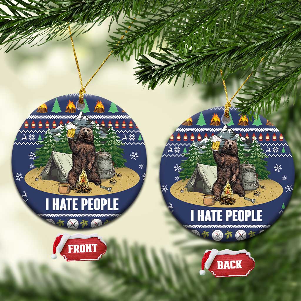 Bear Christmas Ceramic Ornament Camping I Hate People - Wonder Print Shop