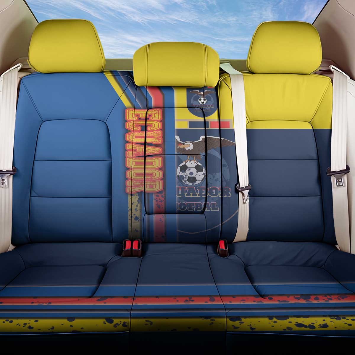 Ecuador Football Back Car Seat Cover La Tricolor Soccer - Road To Champion - Wonder Print Shop