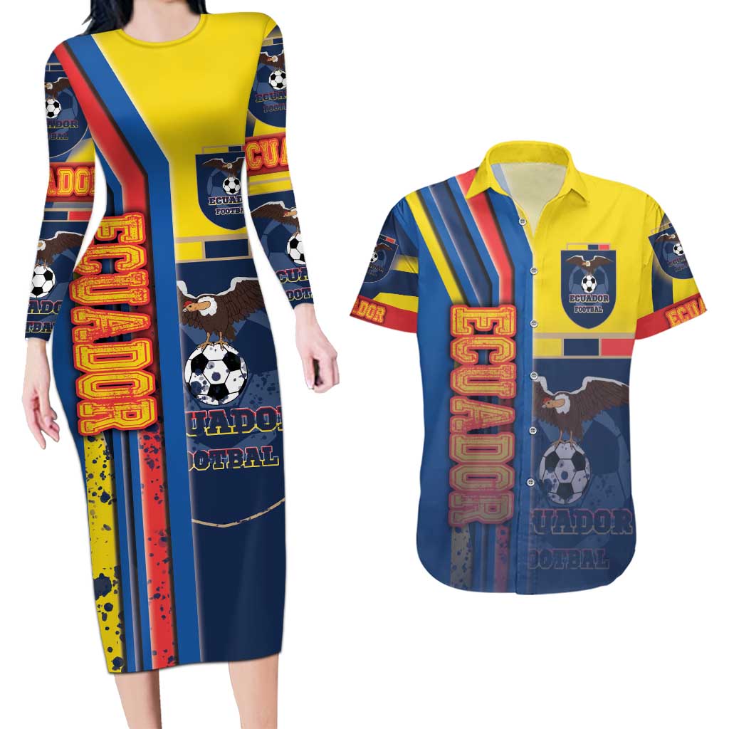 Ecuador Football Couples Matching Long Sleeve Bodycon Dress and Hawaiian Shirt La Tricolor Soccer - Road To Champion - Wonder Print Shop