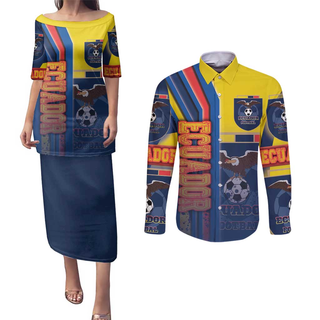 Ecuador Football Couples Matching Puletasi and Long Sleeve Button Shirt La Tricolor Soccer - Road To Champion - Wonder Print Shop