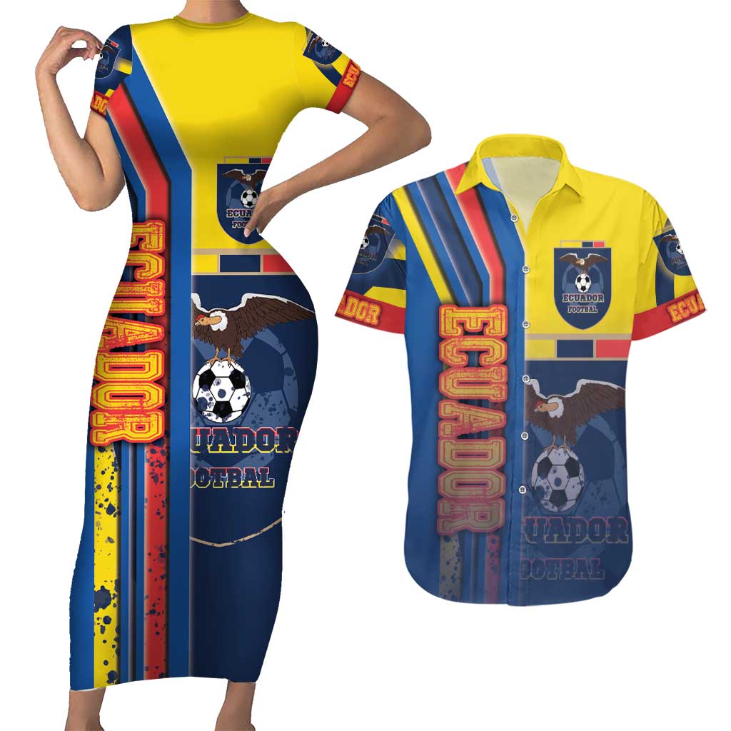 Ecuador Football Couples Matching Short Sleeve Bodycon Dress and Hawaiian Shirt La Tricolor Soccer - Road To Champion - Wonder Print Shop