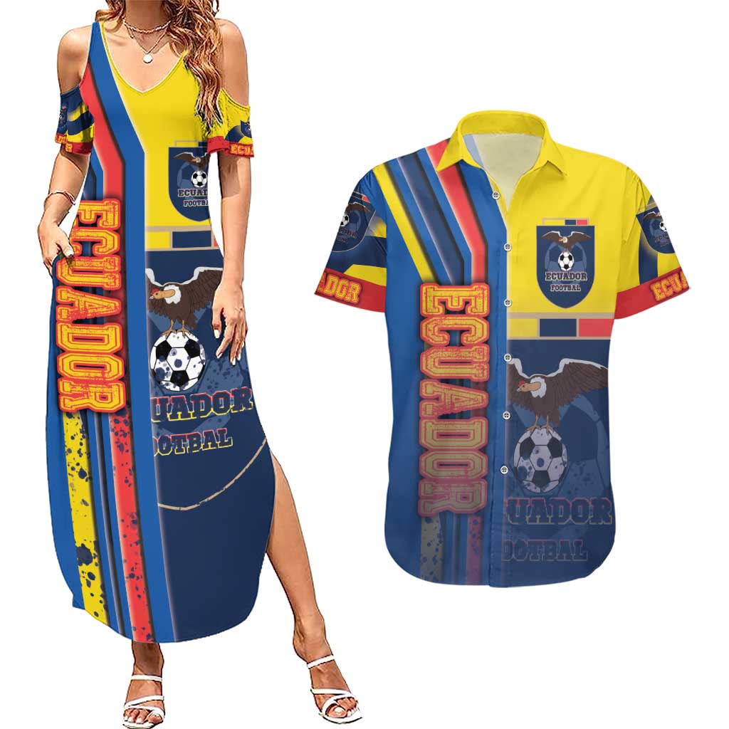 Ecuador Football Couples Matching Summer Maxi Dress and Hawaiian Shirt La Tricolor Soccer - Road To Champion - Wonder Print Shop