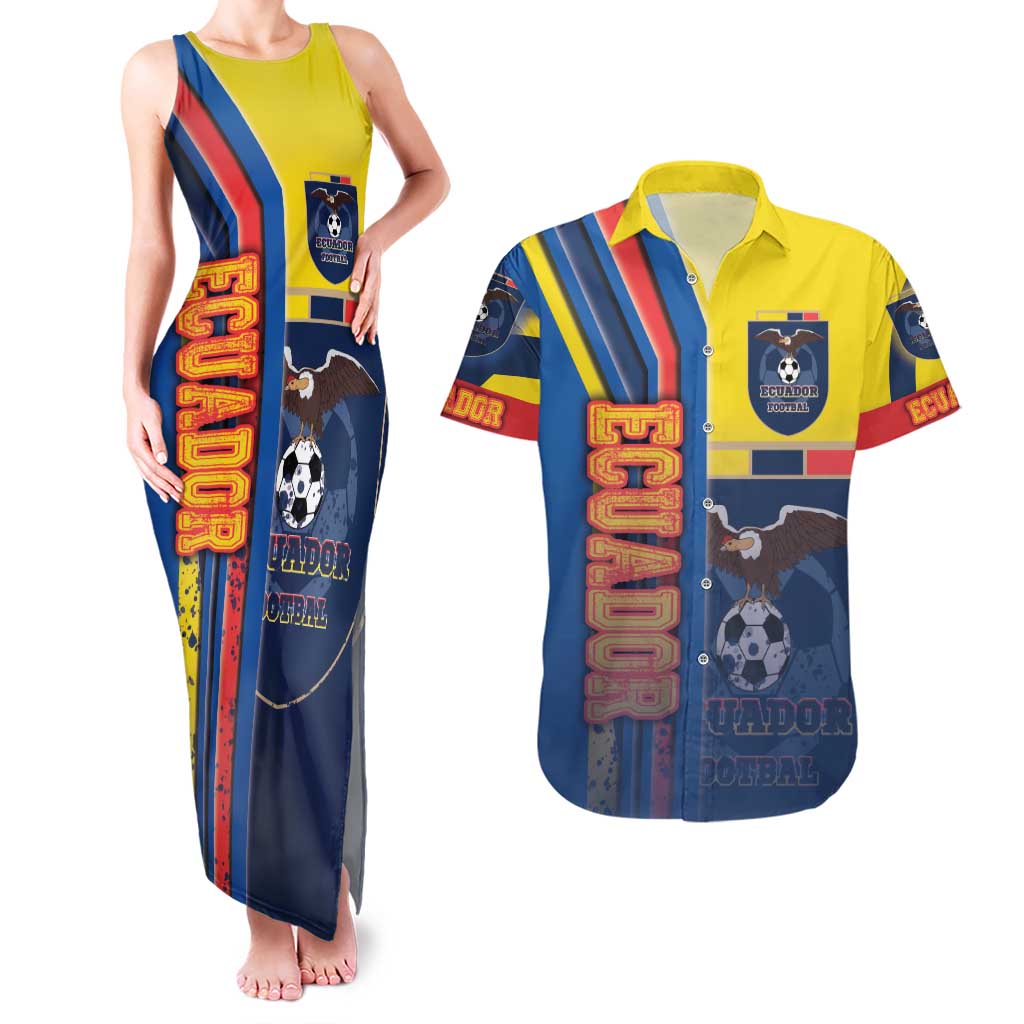 Ecuador Football Couples Matching Tank Maxi Dress and Hawaiian Shirt La Tricolor Soccer - Road To Champion - Wonder Print Shop