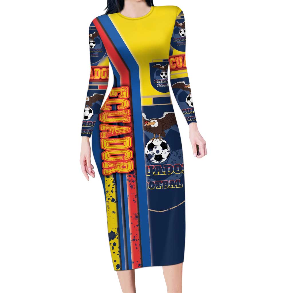 Ecuador Football Long Sleeve Bodycon Dress La Tricolor Soccer - Road To Champion - Wonder Print Shop