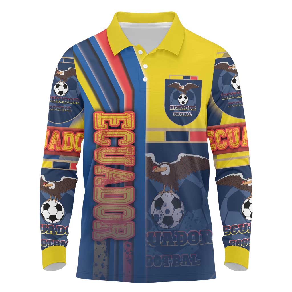 Ecuador Football Long Sleeve Polo Shirt La Tricolor Soccer - Road To Champion - Wonder Print Shop