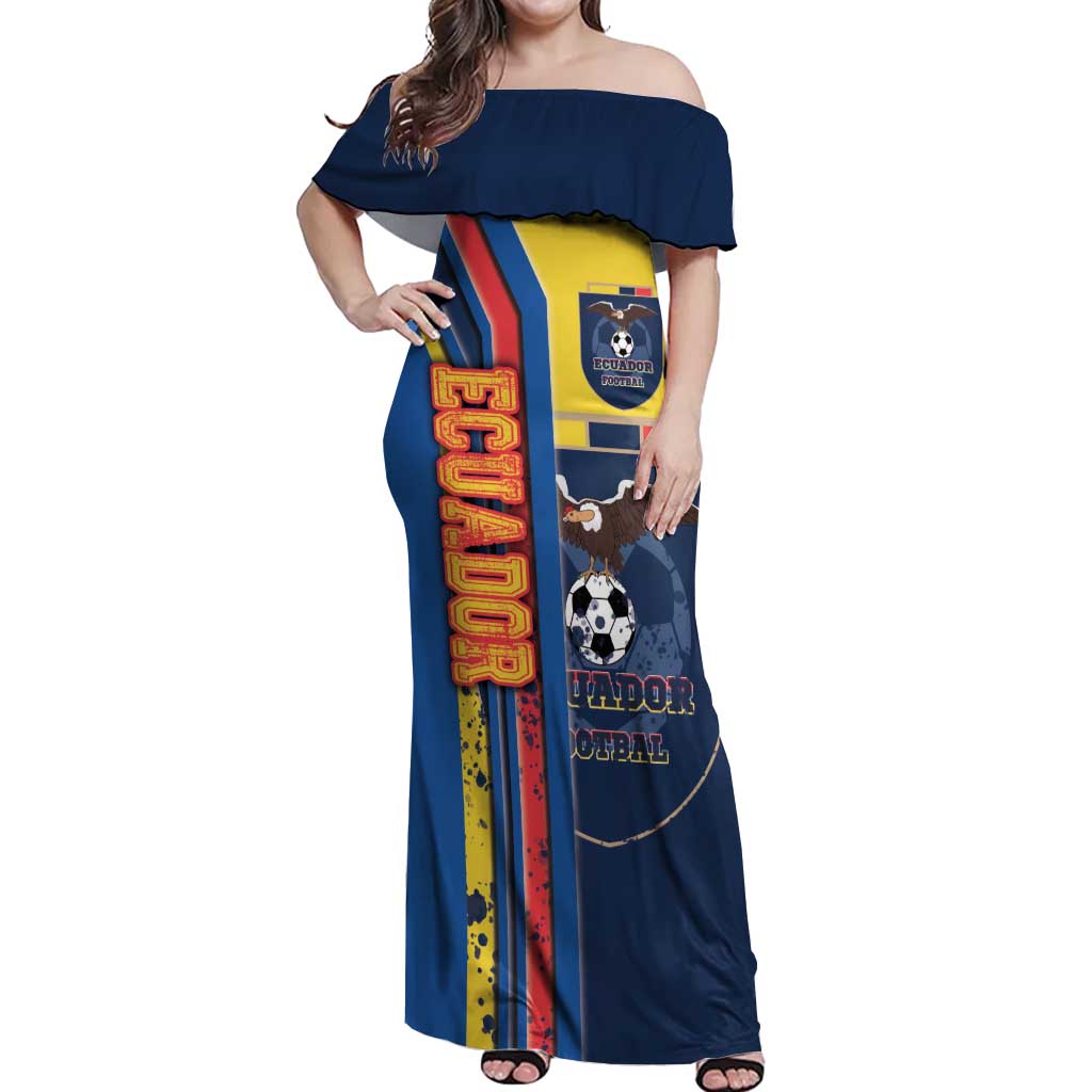 Ecuador Football Off Shoulder Maxi Dress La Tricolor Soccer - Road To Champion - Wonder Print Shop