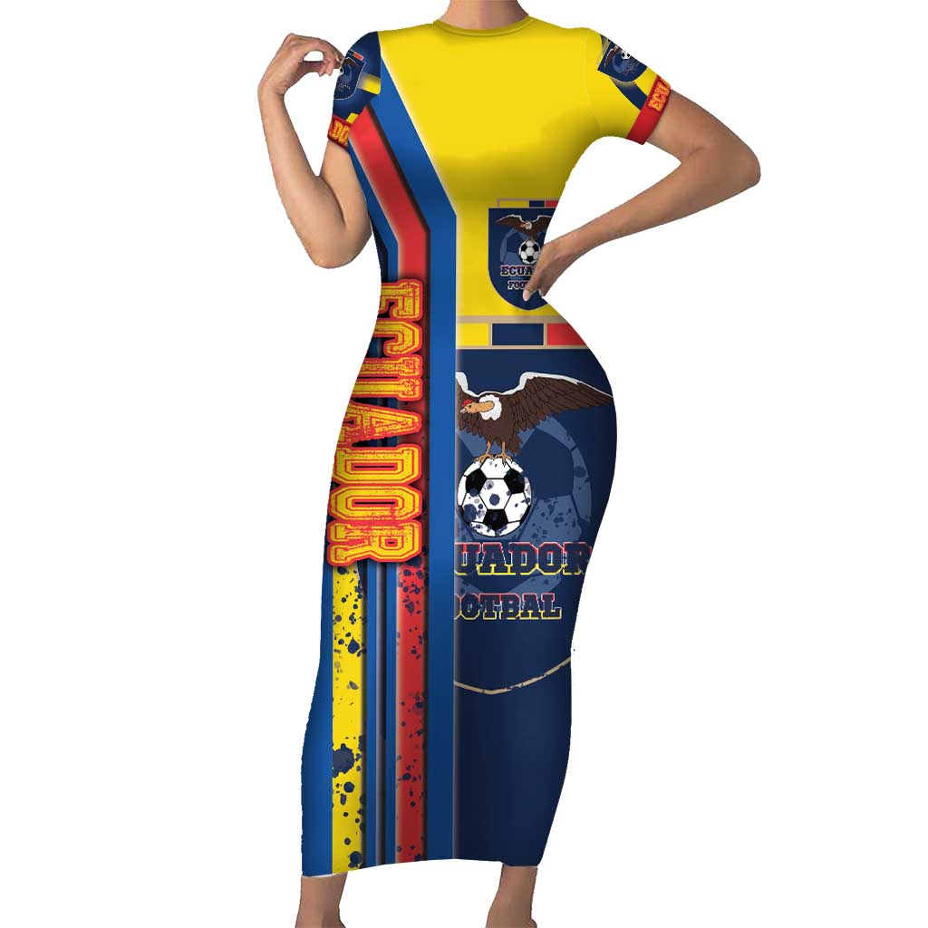 Ecuador Football Short Sleeve Bodycon Dress La Tricolor Soccer - Road To Champion - Wonder Print Shop