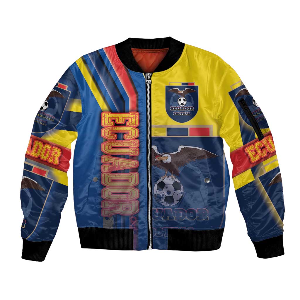 Ecuador Football Sleeve Zip Bomber Jacket La Tricolor Soccer - Road To Champion - Wonder Print Shop