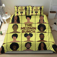 Yellow bedding set with portrait grid duvet and two matching pillow covers