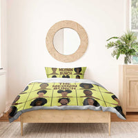 Yellow bedding set with printed duvet and matching pillow, portrait grid “The Melanin Bunch”