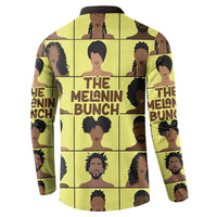 Yellow graphic button sweatshirt back with portrait grid and centered text