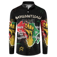 Black button-up sweatshirt with colorful graffiti-style graphics and long sleeves