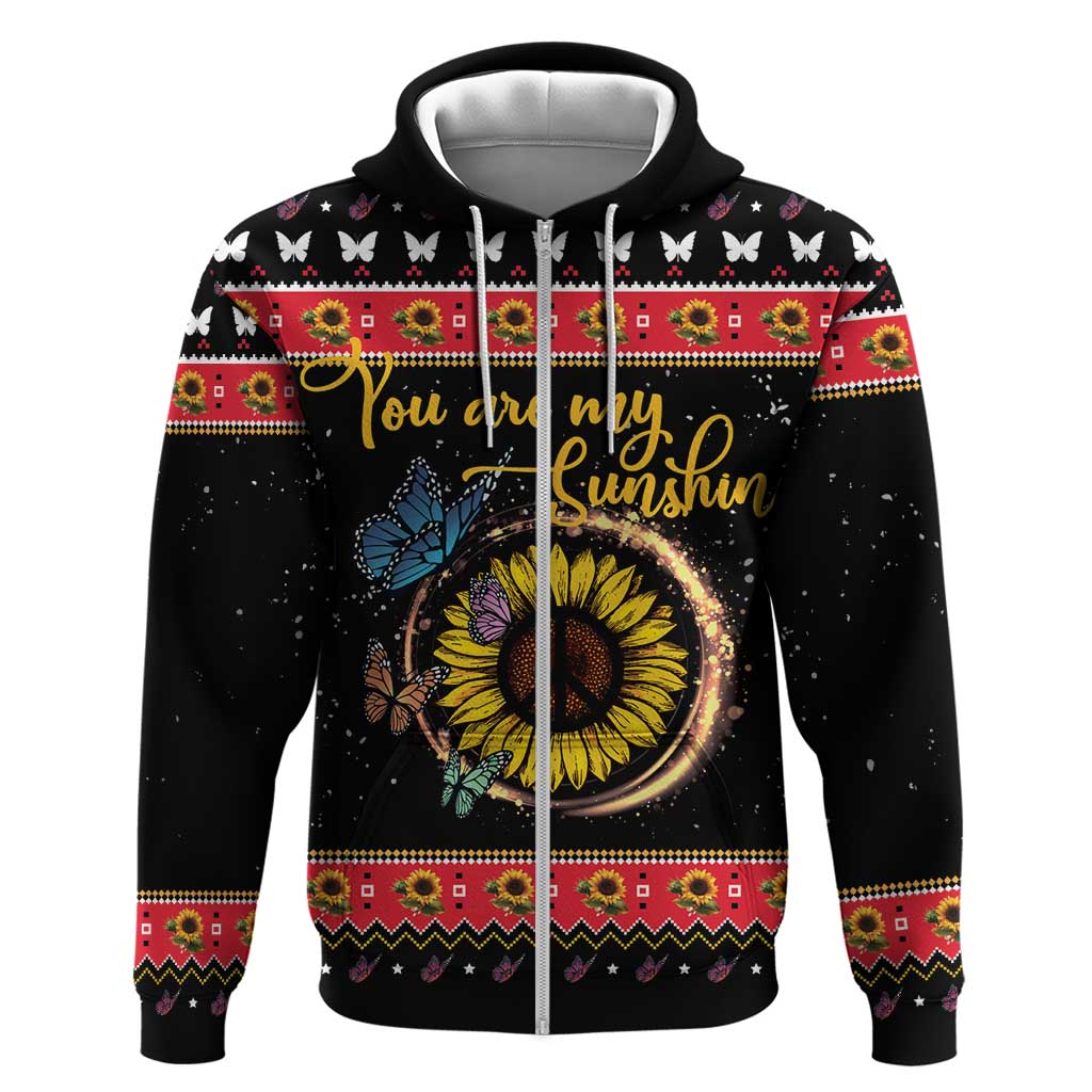 Butterfly Christmas Yall Zip Hoodie You Are My Sunshine - Wonder Print Shop