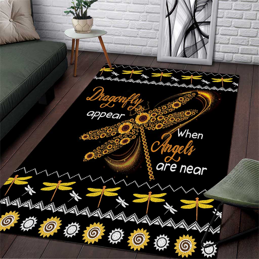 Dragonfly Sunflower Area Rug Dragonfly Appear When Angels Are Near - Wonder Print Shop