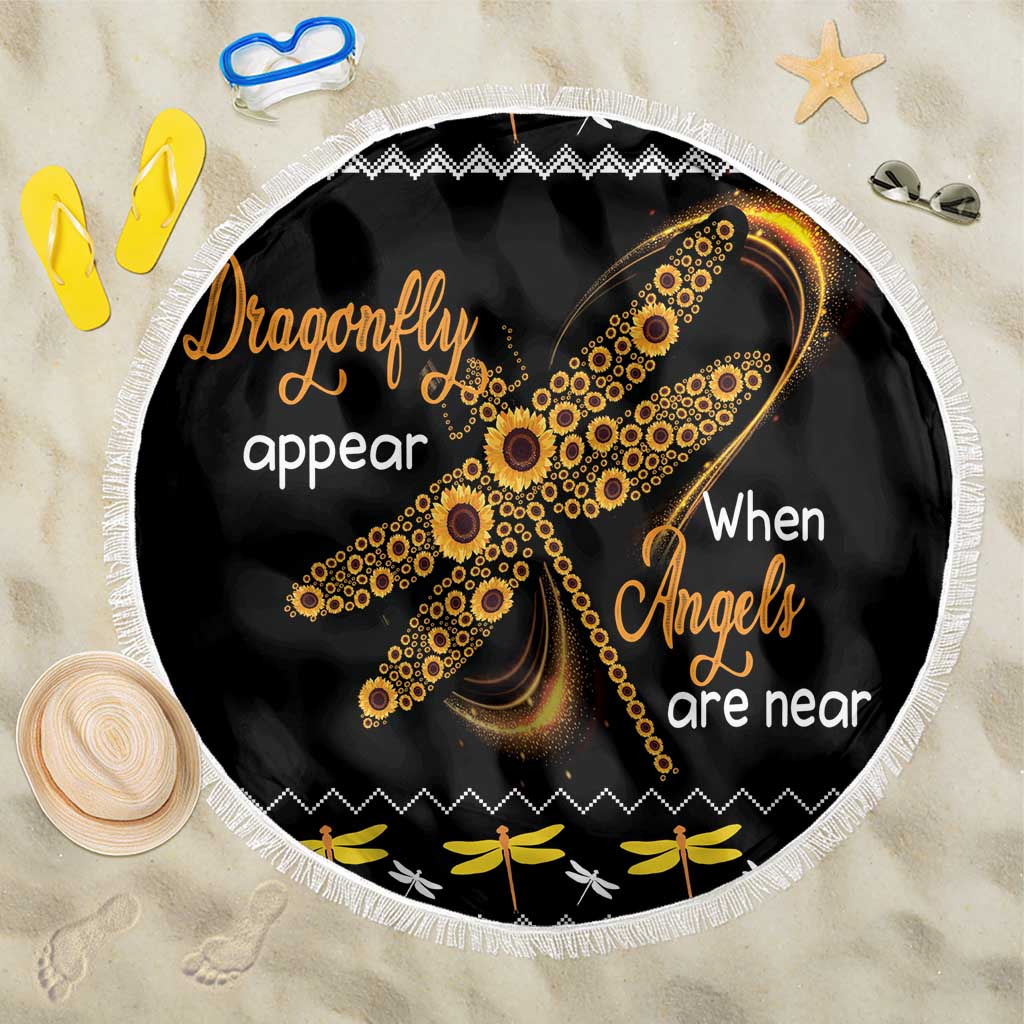 Dragonfly Sunflower Beach Blanket Dragonfly Appear When Angels Are Near - Wonder Print Shop