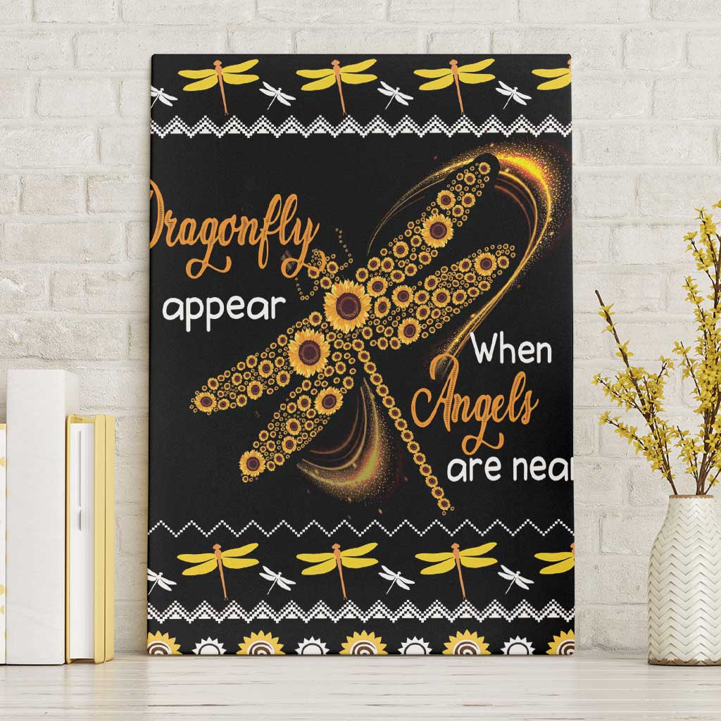 Dragonfly Sunflower Canvas Wall Art Dragonfly Appear When Angels Are Near - Wonder Print Shop