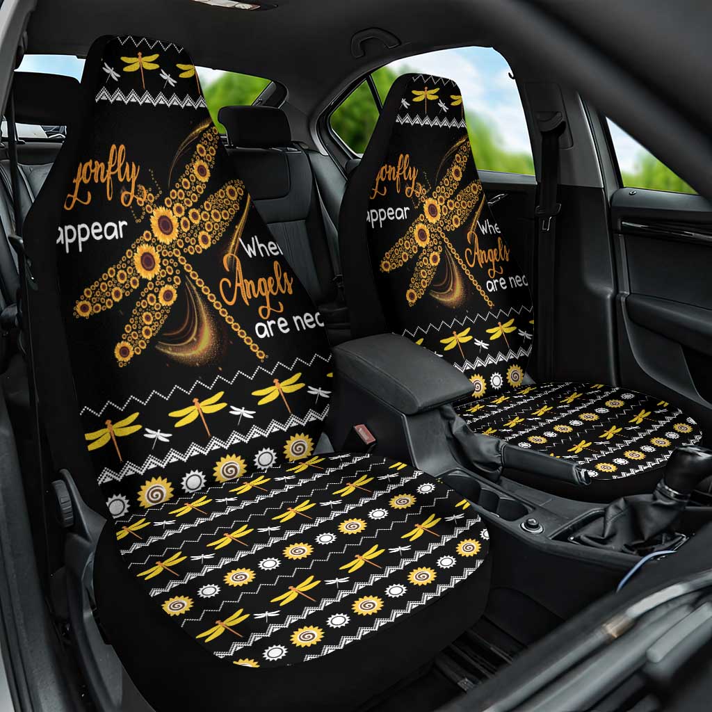 Dragonfly Sunflower Car Seat Cover Dragonfly Appear When Angels Are Near - Wonder Print Shop