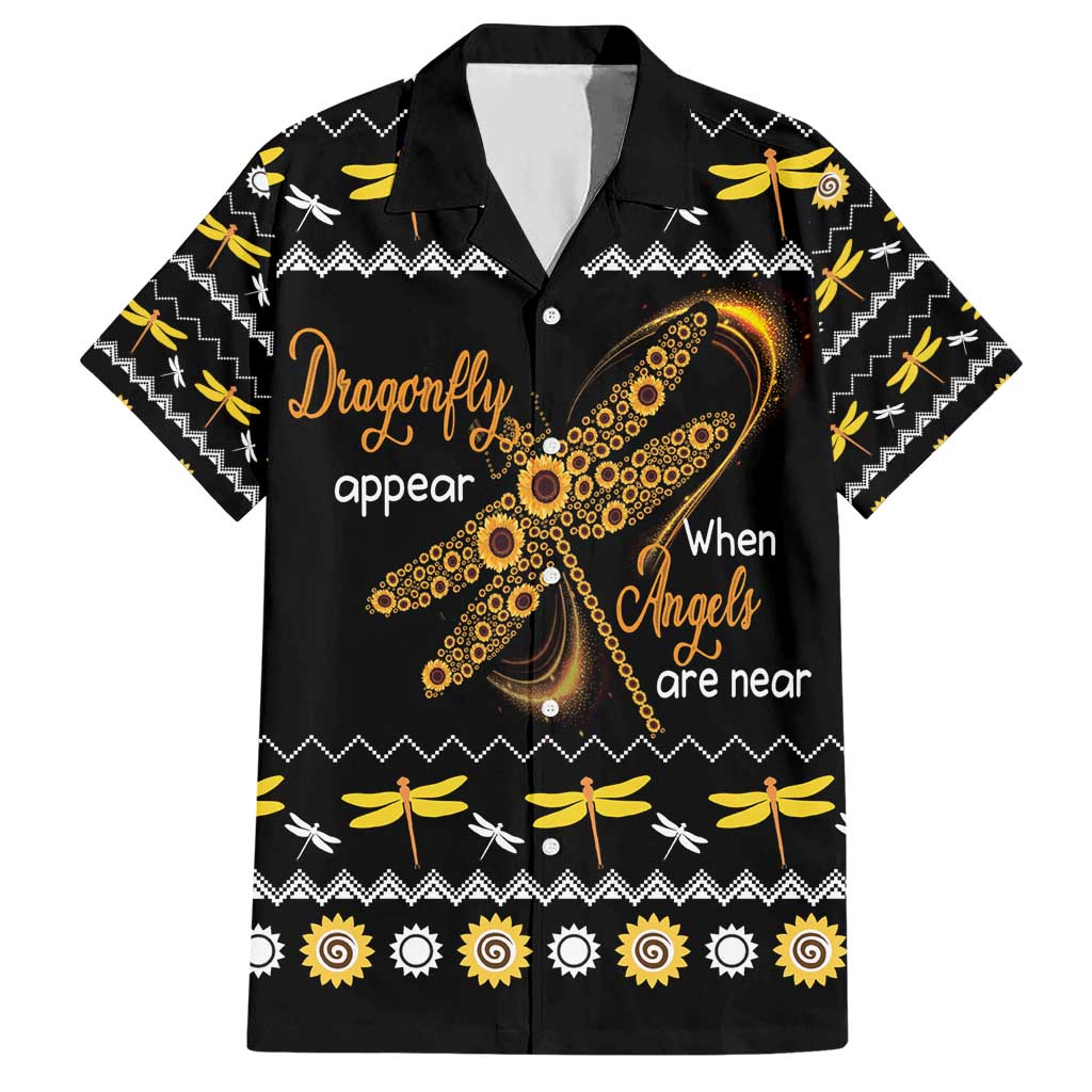 Dragonfly Sunflower Hawaiian Shirt Dragonfly Appear When Angels Are Near