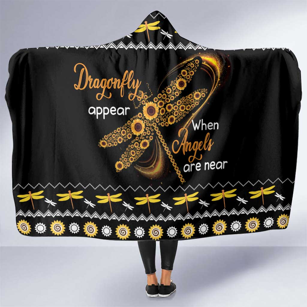 Dragonfly Sunflower Hooded Blanket Dragonfly Appear When Angels Are Near