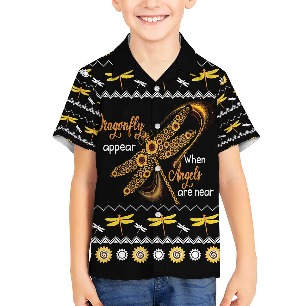 Dragonfly Sunflower Kid Hawaiian Shirt Dragonfly Appear When Angels Are Near