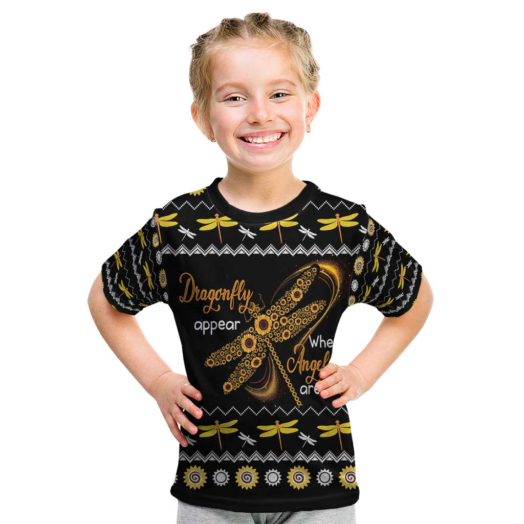 Dragonfly Sunflower Kid T Shirt Dragonfly Appear When Angels Are Near