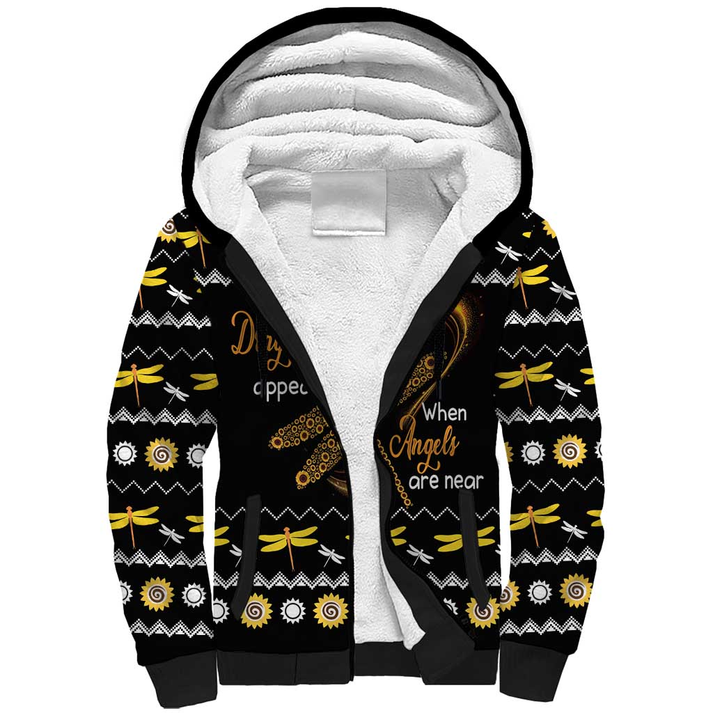 Dragonfly Sunflower Sherpa Hoodie Dragonfly Appear When Angels Are Near