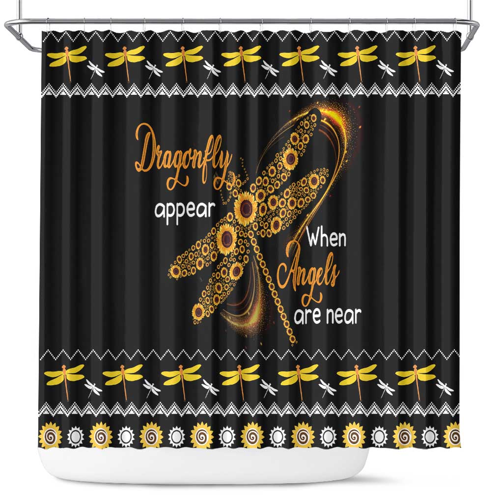 Dragonfly Sunflower Shower Curtain Dragonfly Appear When Angels Are Near